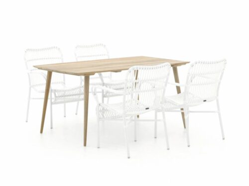 Intenso Parma/ROUGH-K 160cm dining tuinset 5-delig stapelbaar - Laagste prijsgarantie!