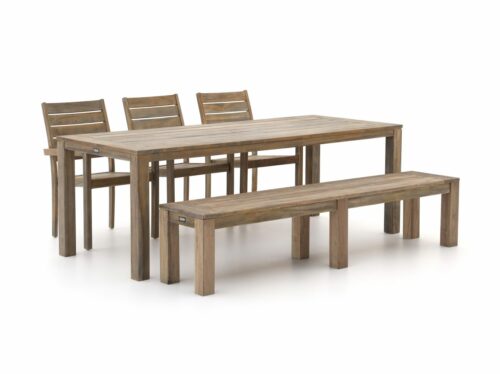 ROUGH-S 220cm dining tuinset met bank 5-delig stapelbaar - Laagste prijsgarantie!