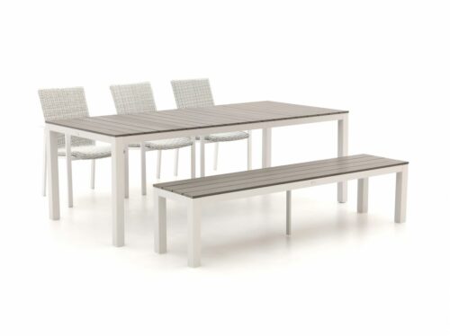 Manifesto Villongo/Fidenza 220cm dining tuinset met bank 5-delig stapelbaar - Laagste prijsgarantie!