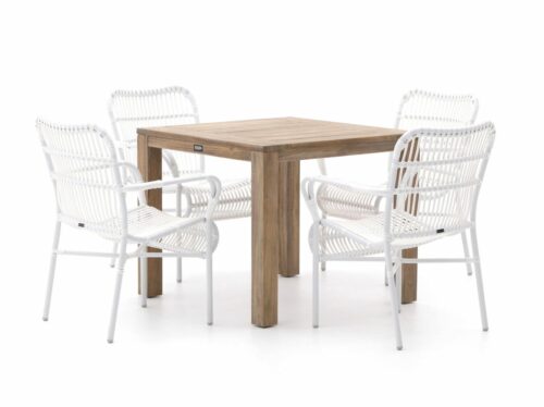 Intenso Parma/ROUGH-S 90cm dining tuinset 5-delig stapelbaar - Laagste prijsgarantie!