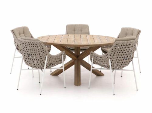 Manifesto Novara/ROUGH-Y Ø 150cm dining tuinset 6-delig - Laagste prijsgarantie!