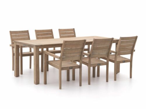 ROUGH-S 220cm dining tuinset 7-delig stapelbaar - Laagste prijsgarantie!