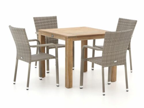 Forza Fossano/ROUGH-S 90cm dining tuinset 5-delig stapelbaar - Laagste prijsgarantie!