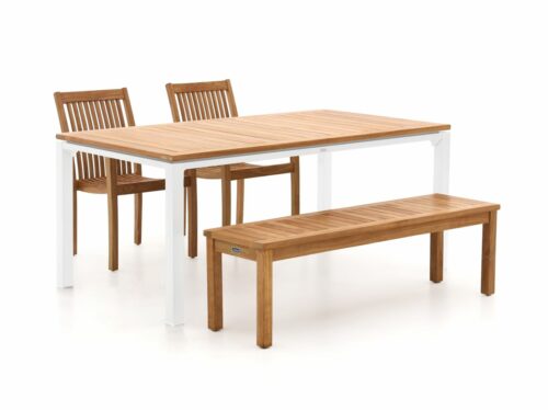 Sunyard Jakarta/Linosa 180cm dining tuinset met bank 4-delig stapelbaar - Laagste prijsgarantie!