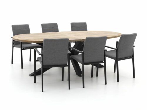 Il Tempo Cetona/ROUGH-Y Ellips 240cm dining tuinset 7-delig stapelbaar - Laagste prijsgarantie!
