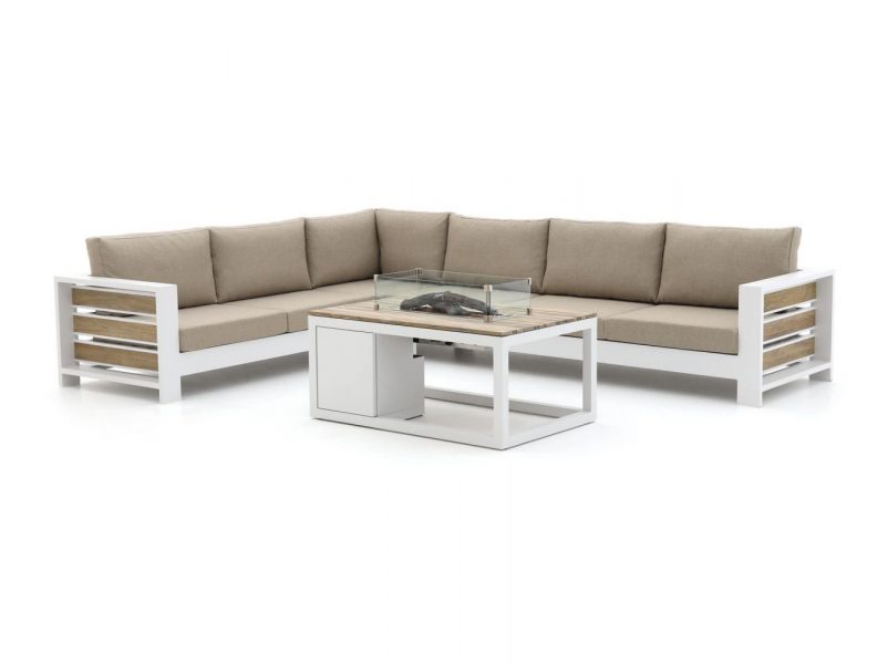 Bellagio Avolo/Cosiraw 120cm hoek loungeset met vuurtafel 3-delig links - Laagste prijsgarantie!