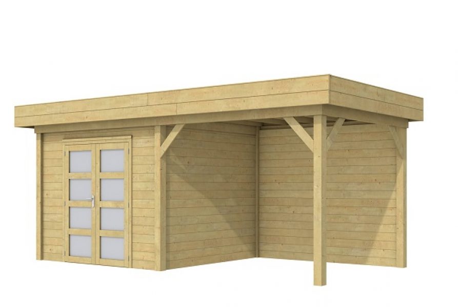 Blokhut Bonte Specht 300x250 cm + luifel 300 cm - Geïmpregneerd