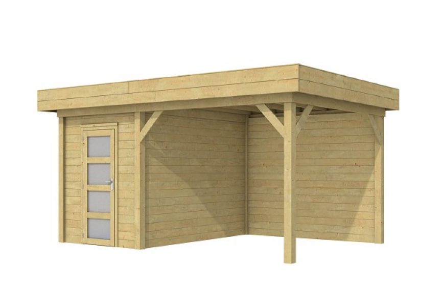 Blokhut Kiekendief 200x300 cm + luifel 300 cm - Geïmpregneerd