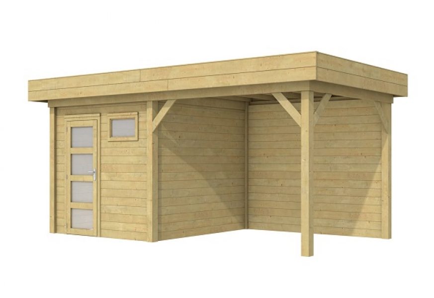 Blokhut Kuifmees 250x250 cm + luifel 300 cm - Geïmpregneerd