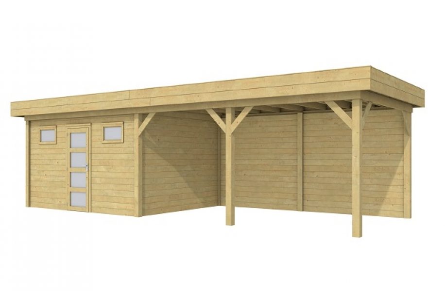 Blokhut Kievit 400x300 cm + luifel 500 cm - geïmpregneerd