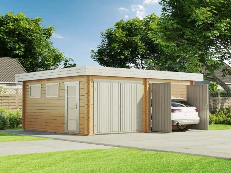 Dubbele garage met plat dak model d-70 iso