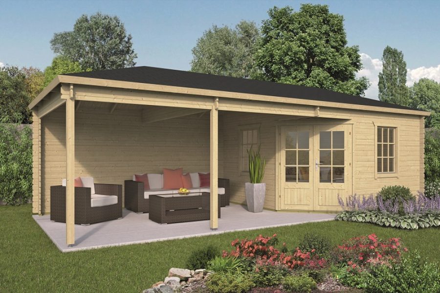 Blokhut Paiva 350x350 cm + luifel 450 cm