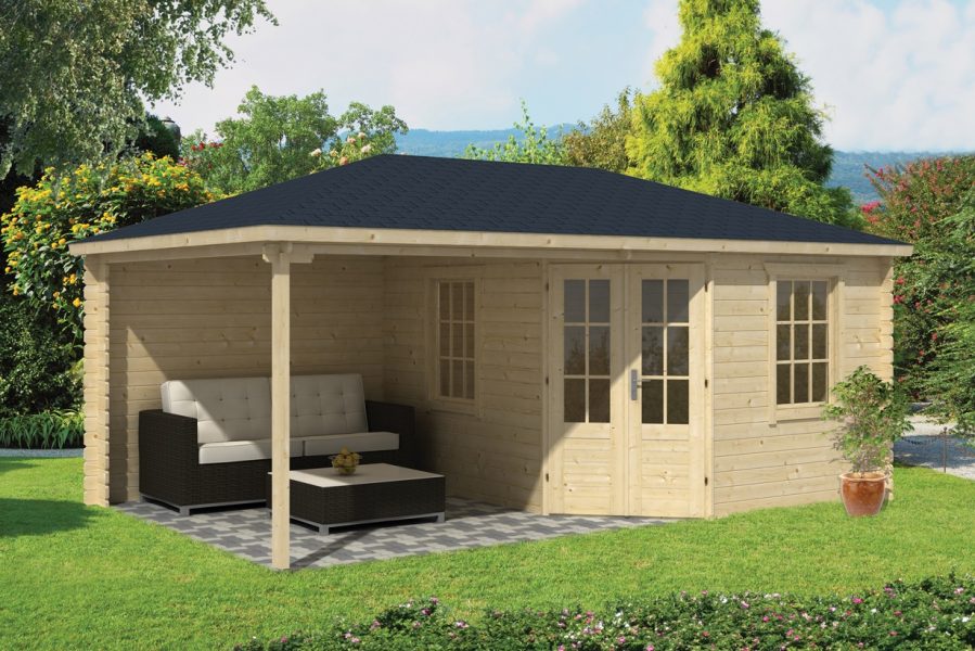 Blokhut Christoffer 300x350 cm + luifel 275 cm - geïmpregneerd