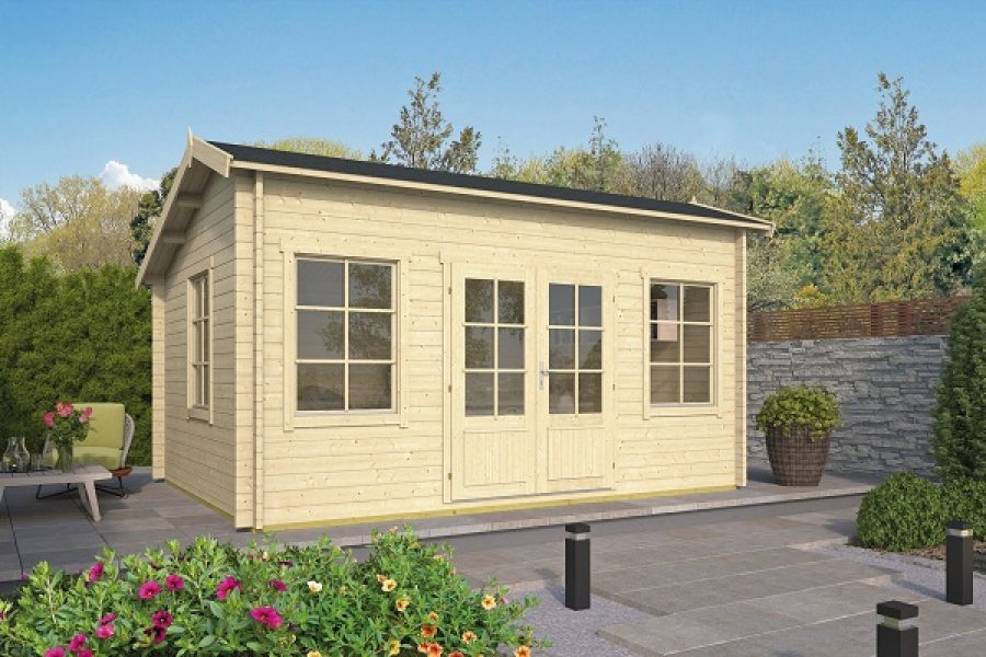 Blokhut Tane 480x350 cm 40 mm inclusief dubbelglas!