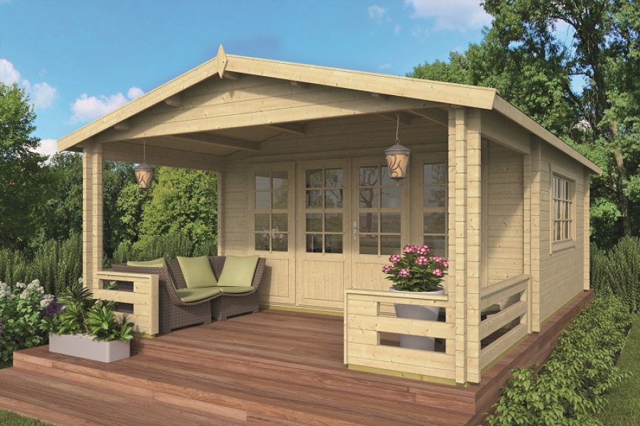 Blokhut Nottingham 540x440 cm + luifel 200 cm