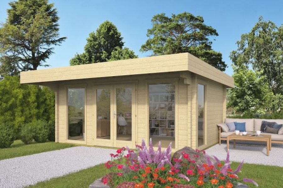 Blokhut Mia 500x360 cm + 120 cm luifel