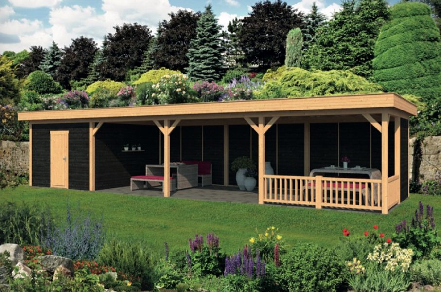 Lariks/Douglas Overkapping Oslo L type 10 zwart 903x380 cm