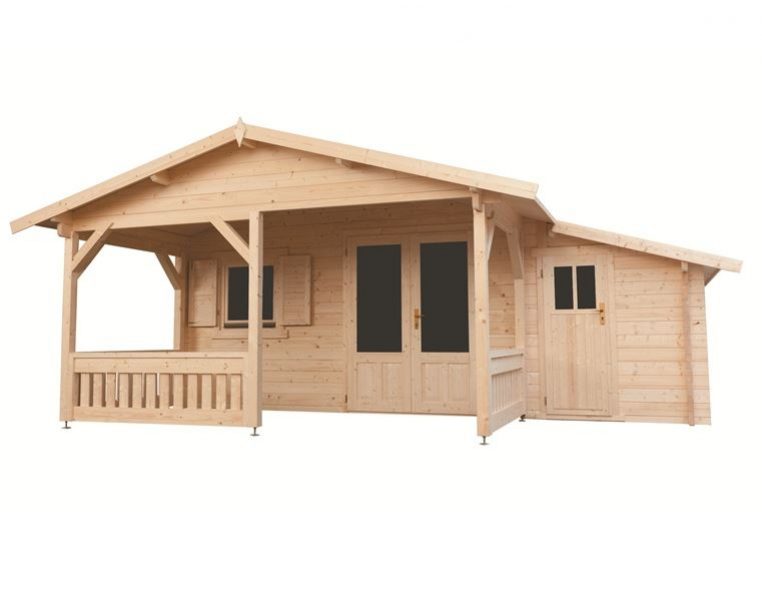 Blokhut 440x340 cm + luifel 200 cm + zijaanbouw 150 cm