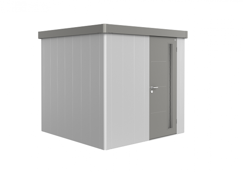 Metalen berging Neo 2B 236x236 cm met enkele deur - Zilver/ kwartsgrijs