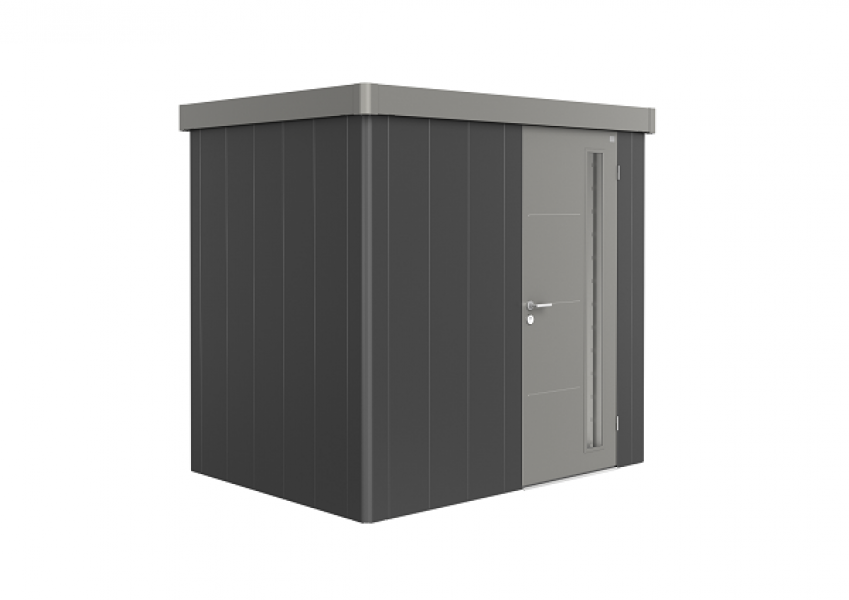 Metalen berging Neo 1B 236x180 cm met enkele deur - Donkergrijs/ kwartsgrijs