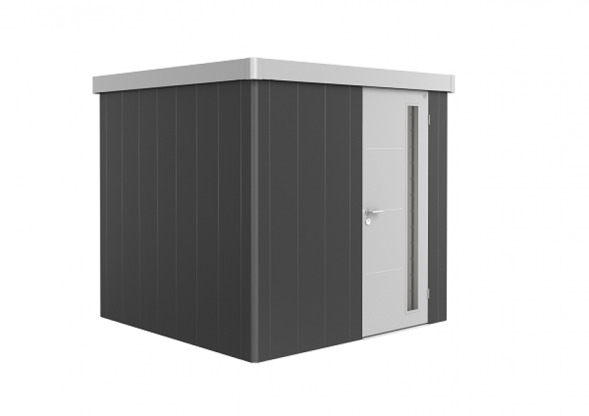 Metalen berging Neo 2B 236x236 cm met enkele deur - Donkergrijs/ zilver