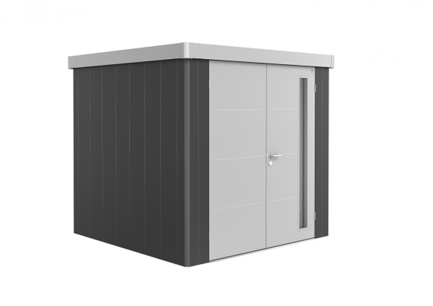 Metalen berging Neo 2B 236x236 cm met dubbele deur - Donkergrijs/ zilver