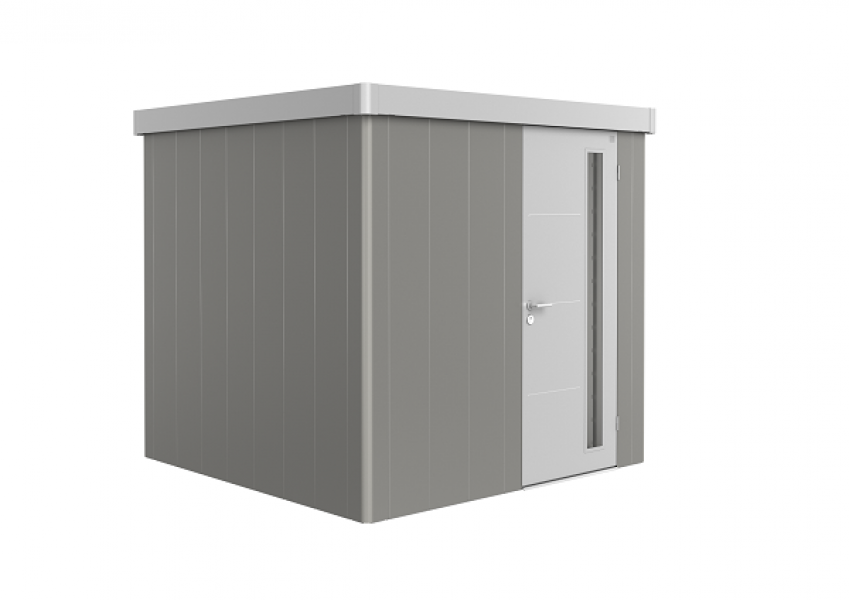 Metalen berging Neo 2B 236x236 cm met enkele deur - Kwartsgrijs/ zilver