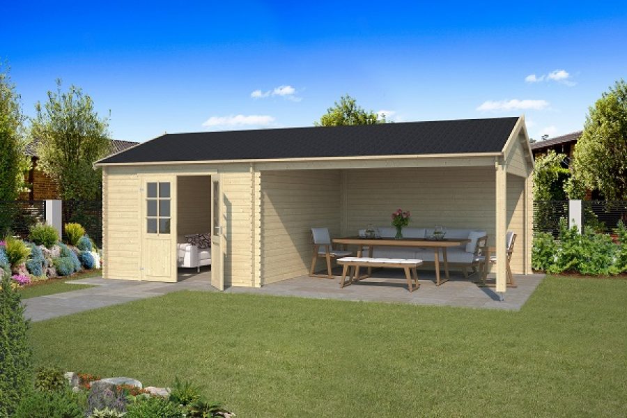 Blokhut Octavio 310x400 cm + luifel 391 cm