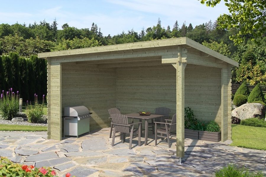 Blokhut Ragnar Groen geïmpregneerd 445x320 cm