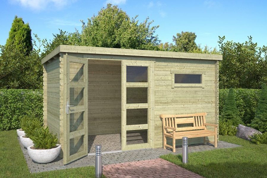 Blokhut Timian 230 Groen geïmpregneerd 400x250 cm