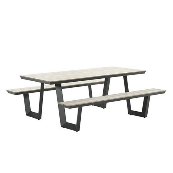 Bell picknick set 200x90xH75 carbon black/ light teak polyw