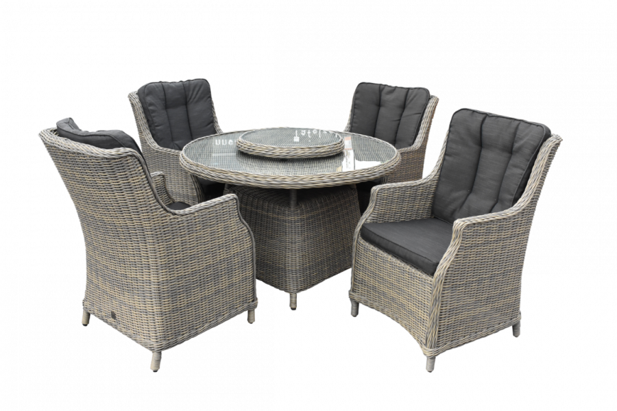 Tuinset bettona rezzo 120cm dinning 5 delig incl lazy susan/draaischijf