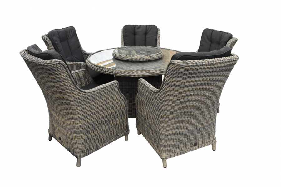Tuinset bettona rezzo 120cm dinning 6 delig incl lazy susan/draaischijf