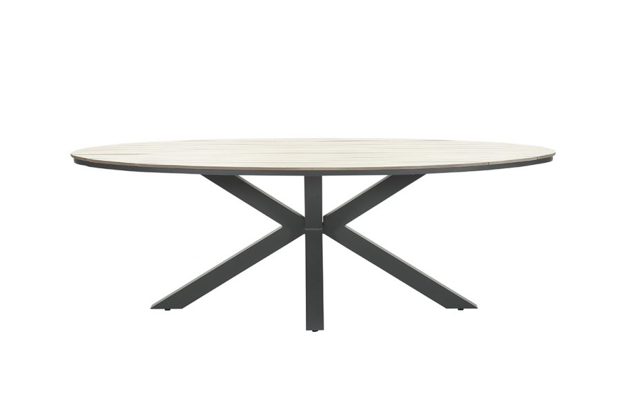 Edison tafel 200x115xH75 carbon black/ light teak polyw