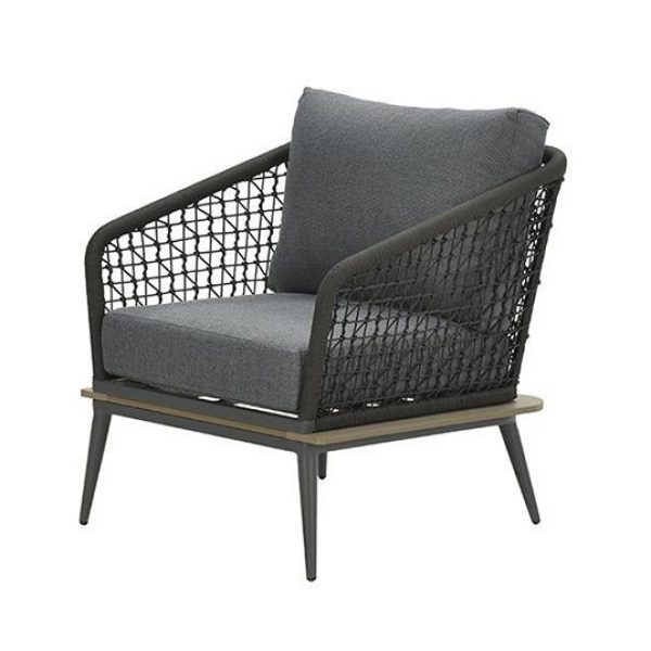 Poseidon lounge fauteuil VW v.teak/c.b/rope bl./mys. gr