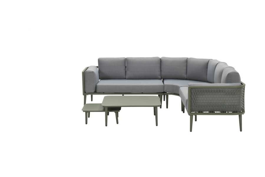 Nina lounge hoekset 5-dlg moss green/licht grijs