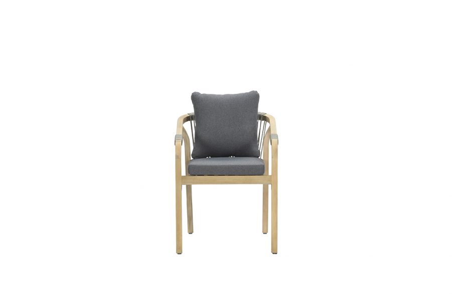 Santos dining fauteuil acacia white wash/ antraciet