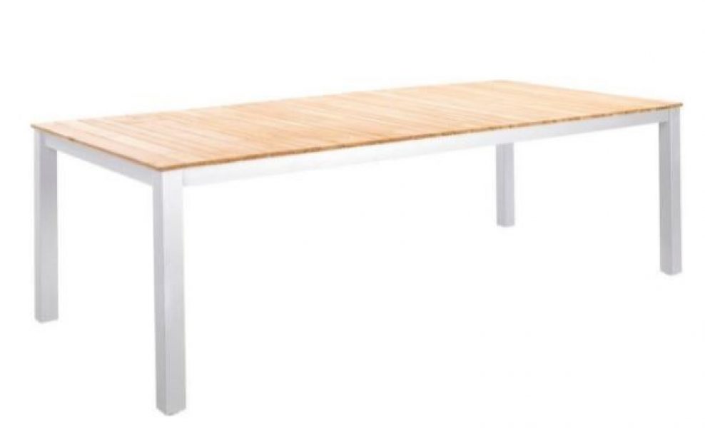 Arashi dining table 220x100cm. alu white/teak