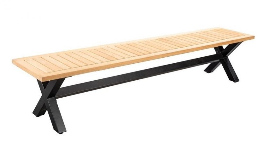 Wakai bench 217x45cm. alu black/teak