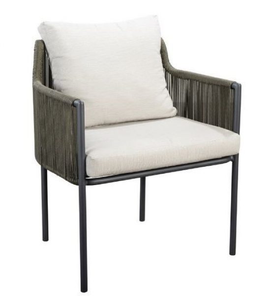 Umi dining chair alu dark grey/rope green