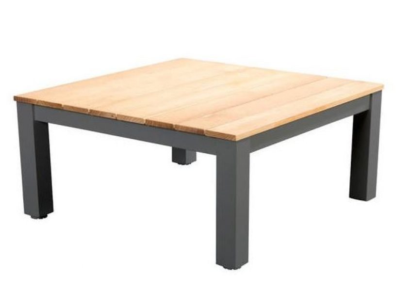 Midori coffee table 75x75cm. alu dark grey/teak