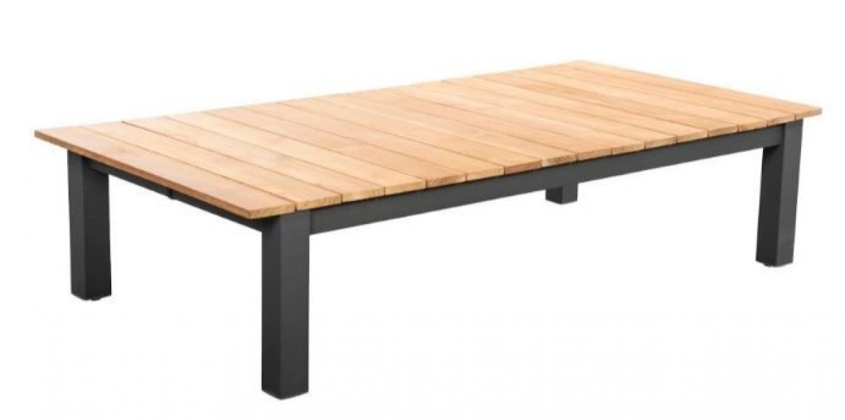 Midori coffee table 140x75cm. alu dark grey/teak