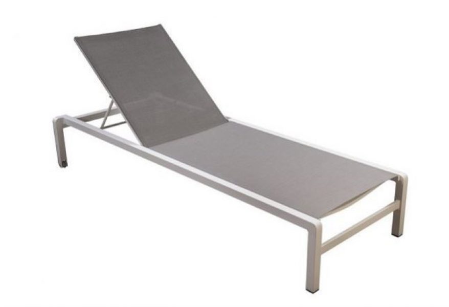 Hokan stackable lounger alu white/light grey textilene
