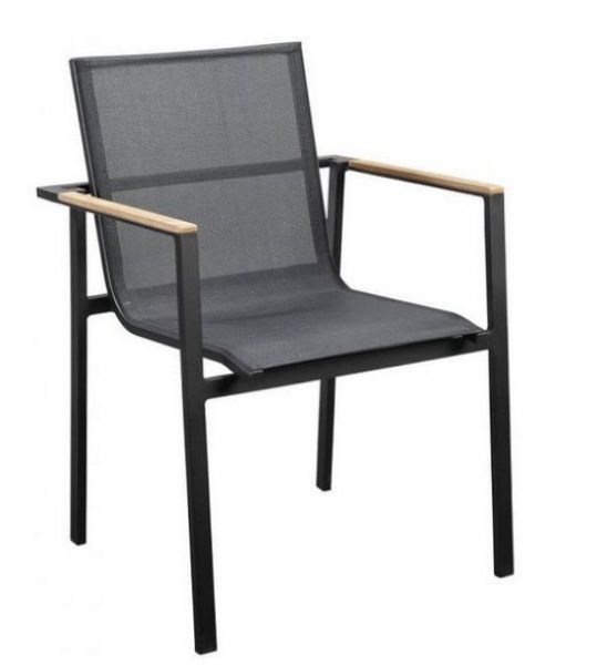 Mizu stackable dining chair alu black/black textilene
