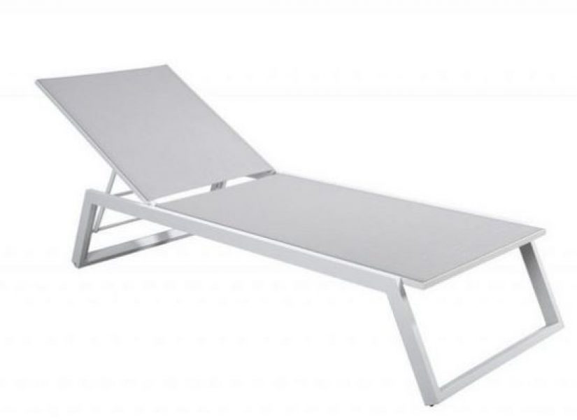 Mizu stackable lounger alu white/grey textilene
