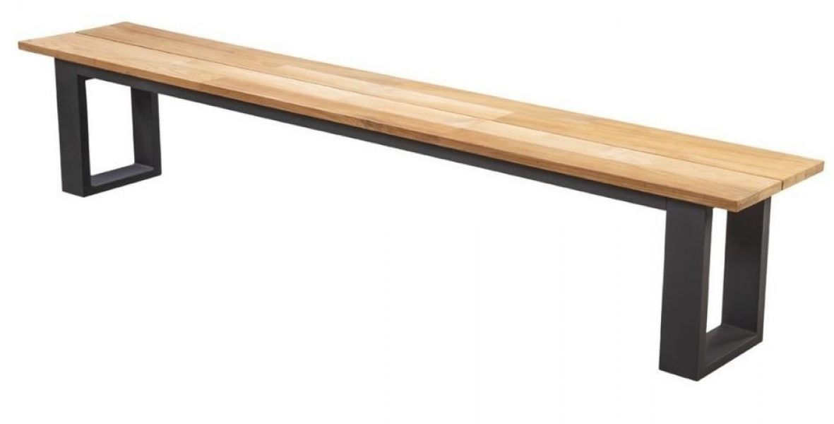 Kaihou bench 240x45cm. alu black/teak