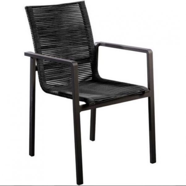 Ishi stackable dining chair alu black/rope black