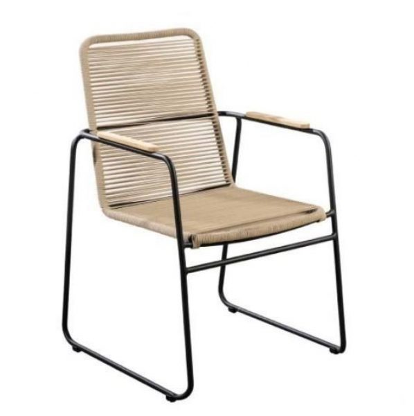 Wasabi stackable dining chair alu black/rope natural