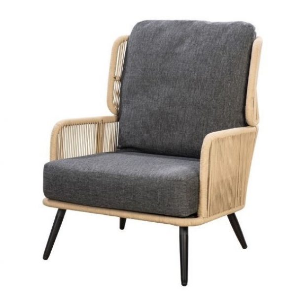 Tsubasa lounge chair alu black/rope natural/panther black