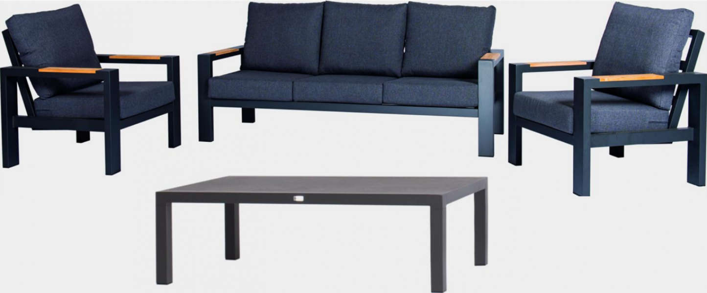 Piers 4 delige loungeset antraciet Trestino